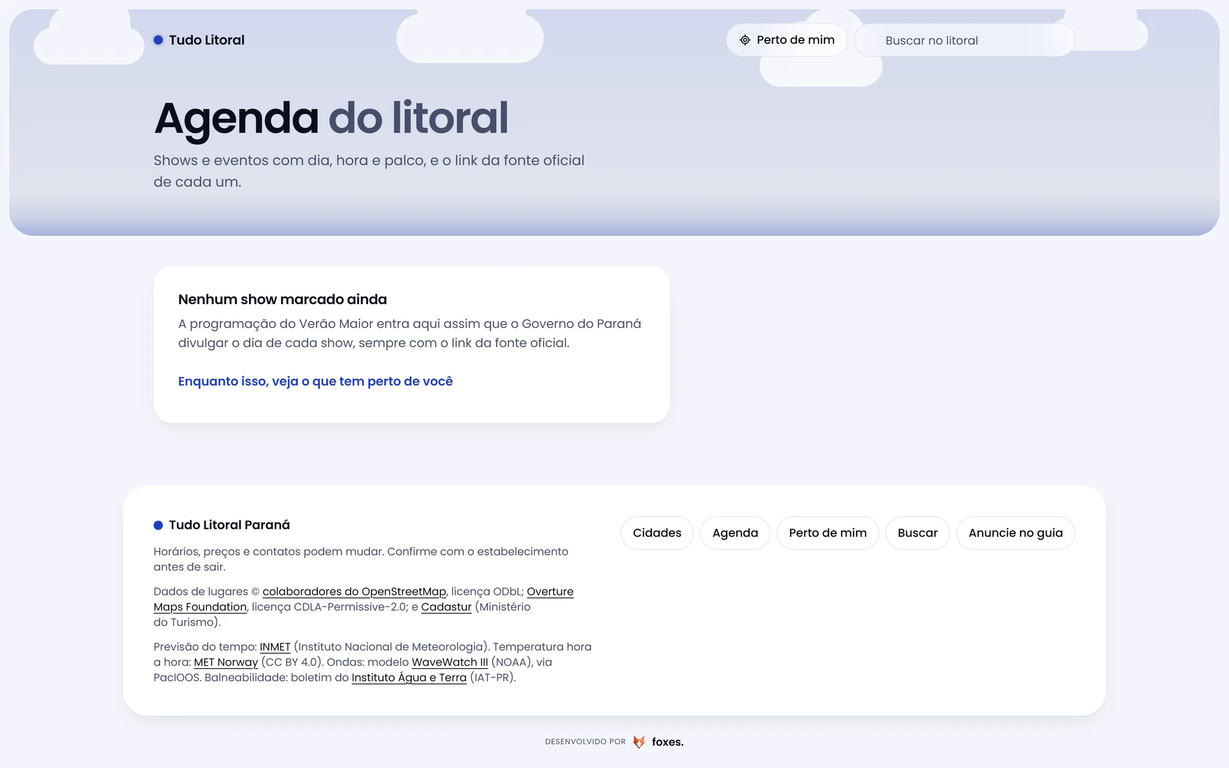 Agenda de eventos do litoral