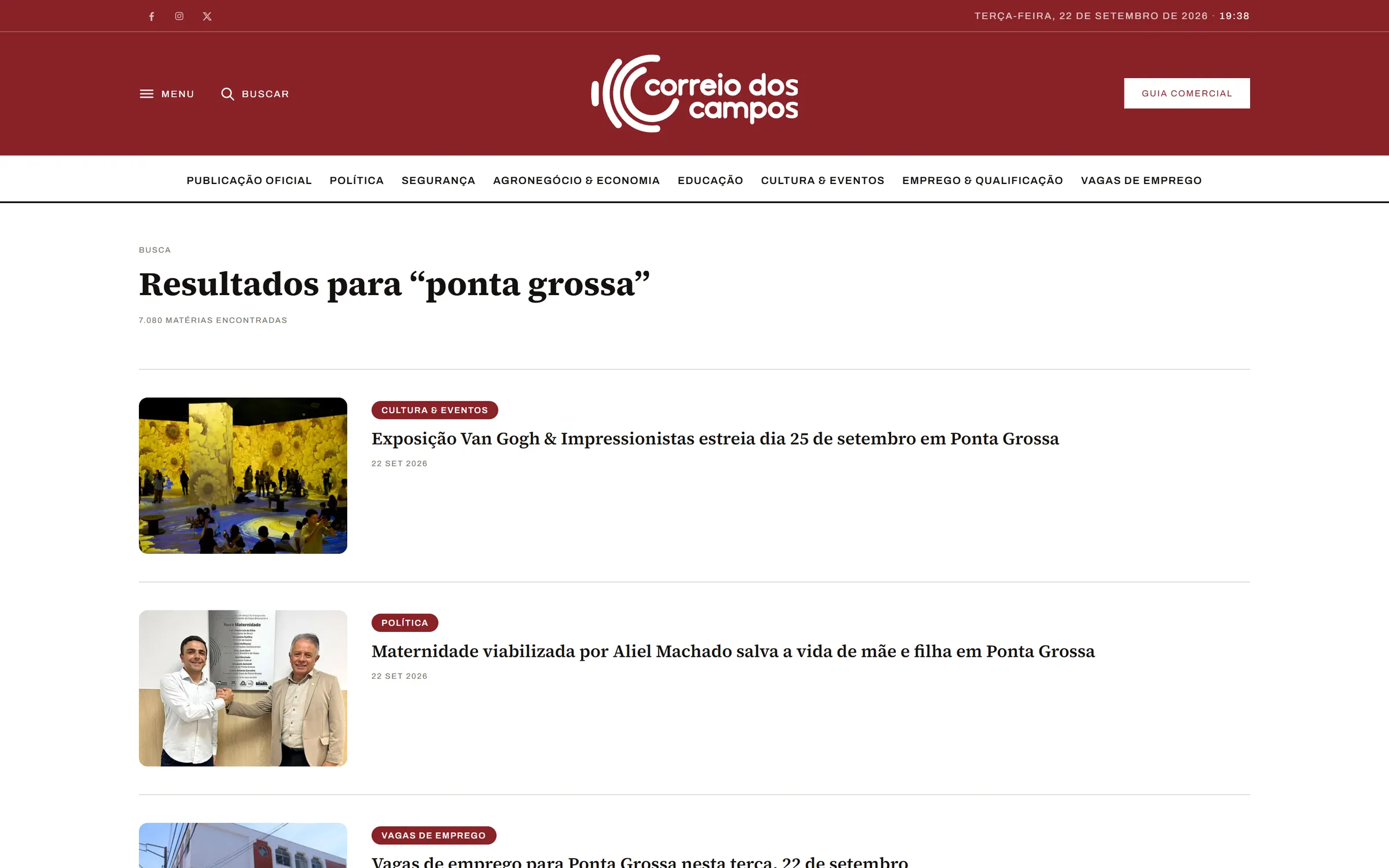 Resultados da busca do site